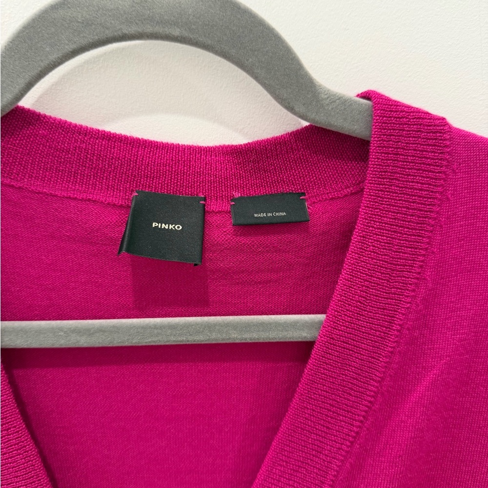 Pinko Fuchsia Ruffle Cardigan Sweater - Picture 3 of 4